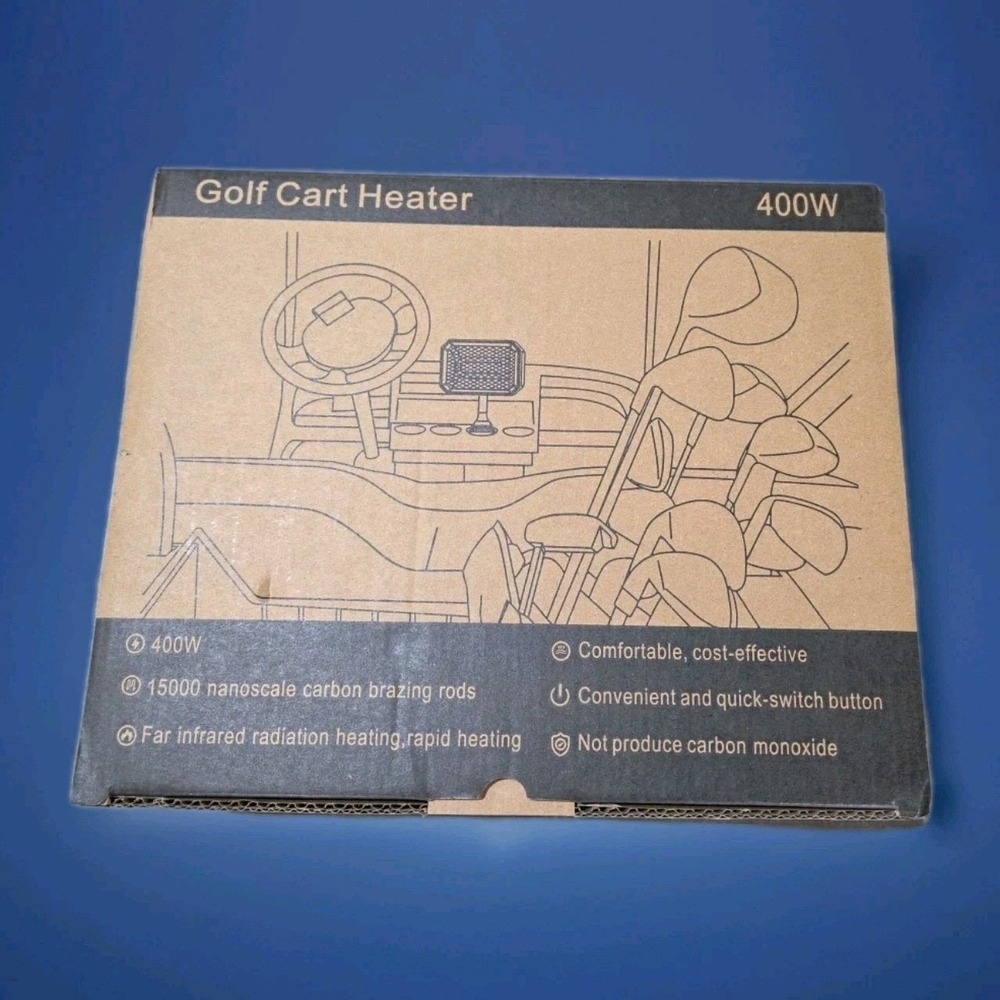 New Golf Cart Electric Heater, 400W Safe and Quiet Carbon Fiber Heating, Black